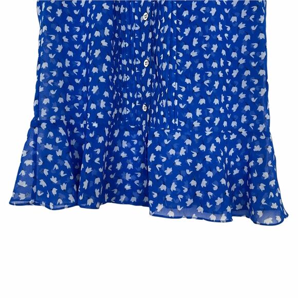 Cabi Electric Peplum Sheer Blue Tank Top XS - Picture 6 of 10